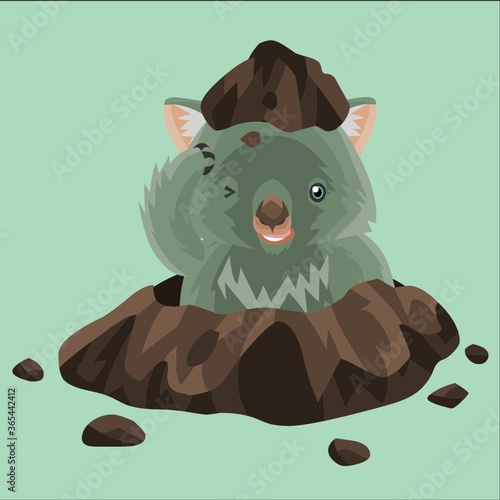 wombat appearing from the ground