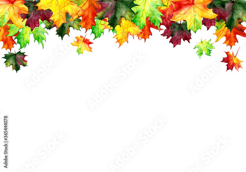Backgrounds  posters with watercolor maple leaves. Autumn design templates. Hand drawn style. Illustration.