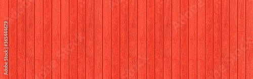Panorama of Vintage style wooden fence painted red texture and seamless background