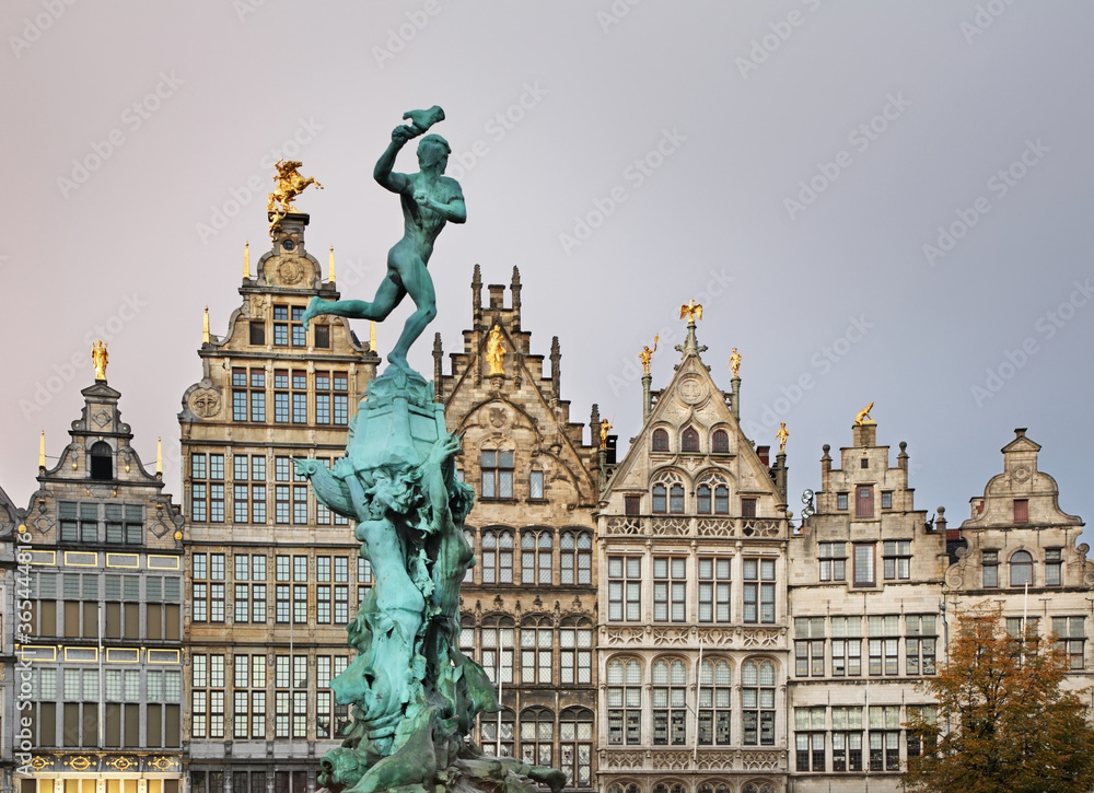 Statue of Brabo on Grote Markt in Antwerp. Belgium