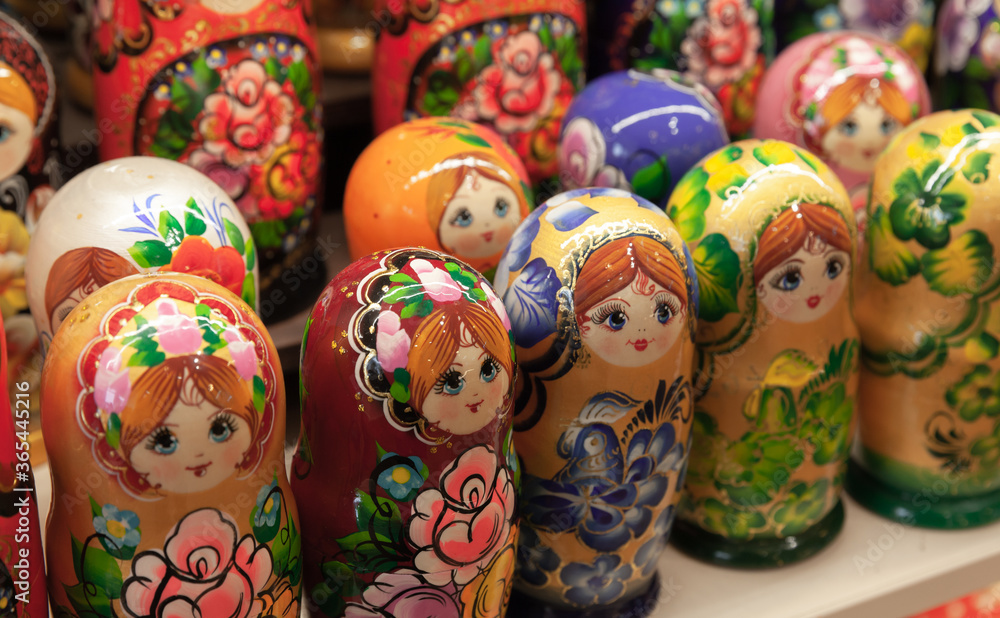 Russian nesting dolls are on a counter Russian nesting dolls are on a counter