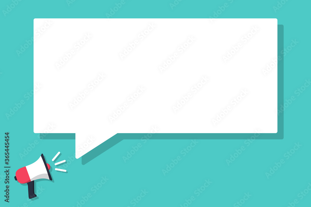 Megaphone announced with speech bubble in a flat design Megaphone announced with speech bubble in a flat design