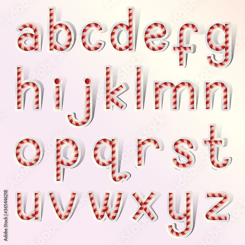 small letter alphabets in candy cane design