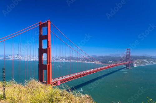 Panorama view of Golden Gate Bridge in San Francisco