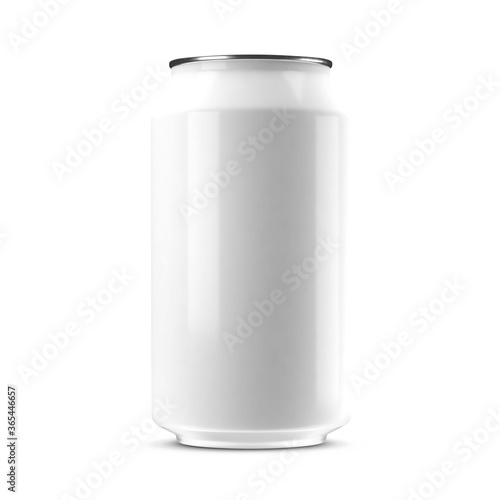 Metallic drink can mockup on white background