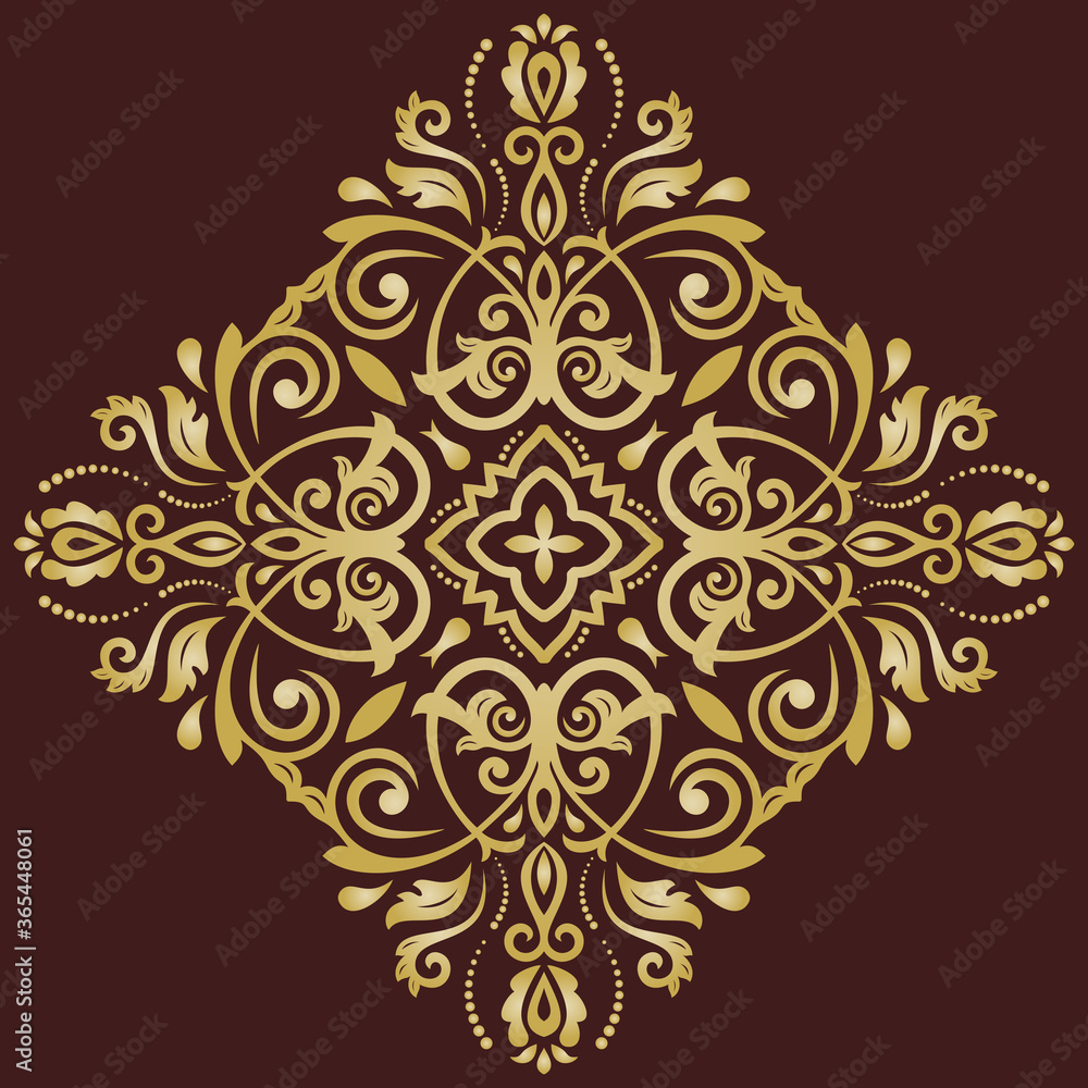 Elegant vintage vector ornament in classic style. Abstract traditional pattern with oriental golden elements. Classic vintage pattern