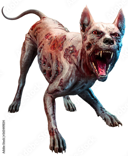Фотография Monstrous Zombie hound 3D illustration