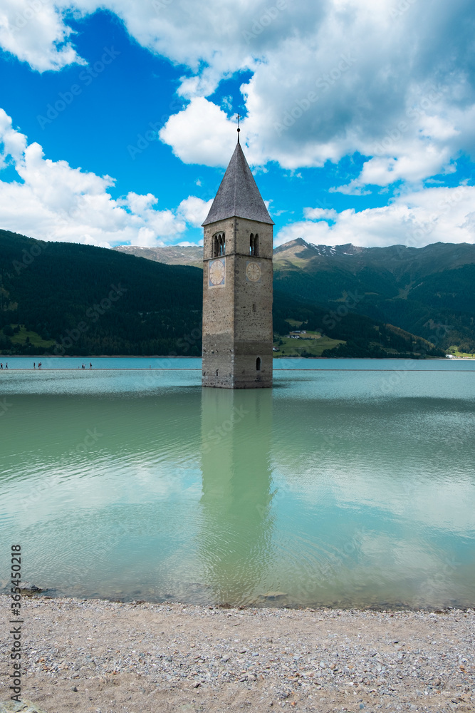 The Bell Tower of Curon, South Tyrol (Italy).