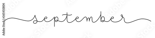 SEPTEMBER black vector monoline calligraphy banner