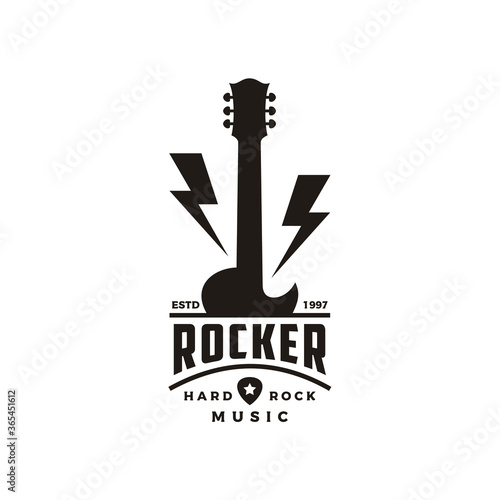 Vintage Classic Rock Country Guitar Music Vintage Retro Emblem Badge Label Stamp logo design