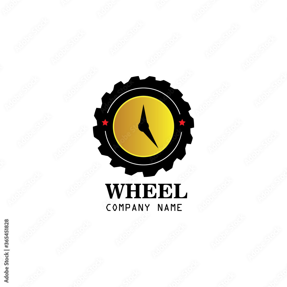 Fototapeta premium wheel illustration, clock.logo design time wheel vector