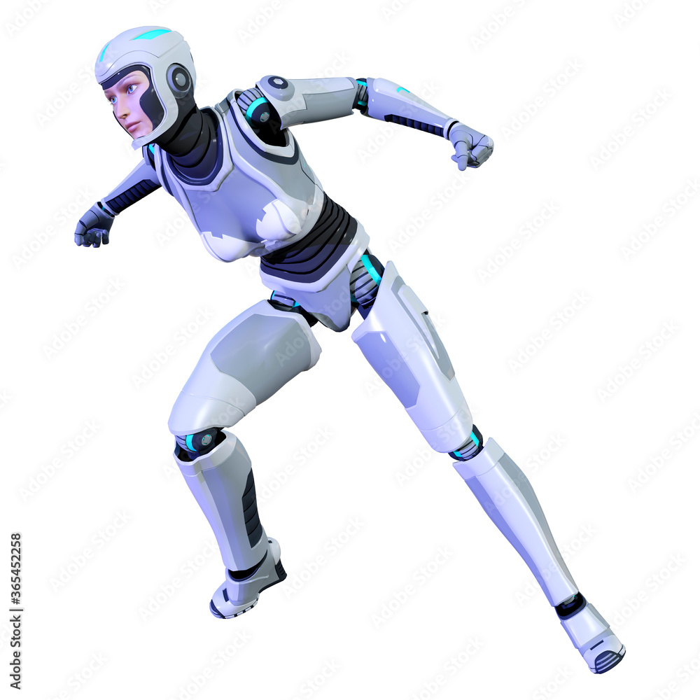 3D Rendering Female Robot on White 3D Rendering Female Robot on White