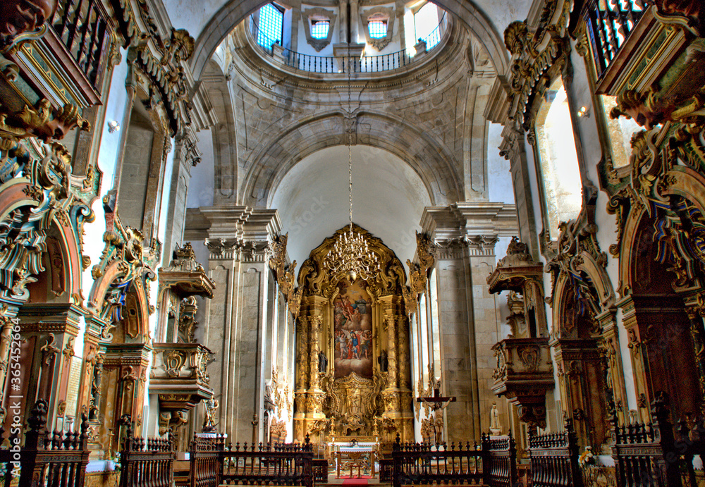 Interior of the church of the Monastery of Sao Miguel de Refojos in Cabeceiras de Basto, Portugal