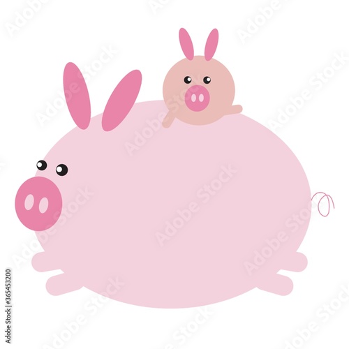 pig cartoon playing with its piglet