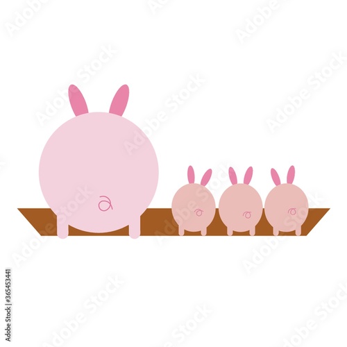 pig cartoon feeding with its piglets