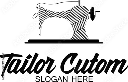 sewing machine classic tailor and of a vintage machine Illustration vektor graphic design  logo