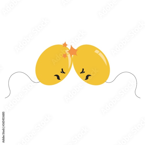 two balloons banging heads