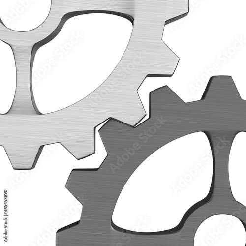 metallic gear on white back...