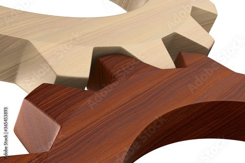 wooden gear on white backgr...