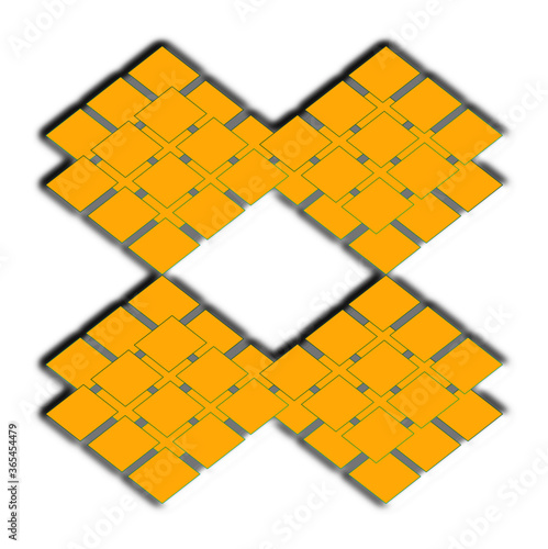 Abstract art yellow and gray square boxes placed next to each other in.