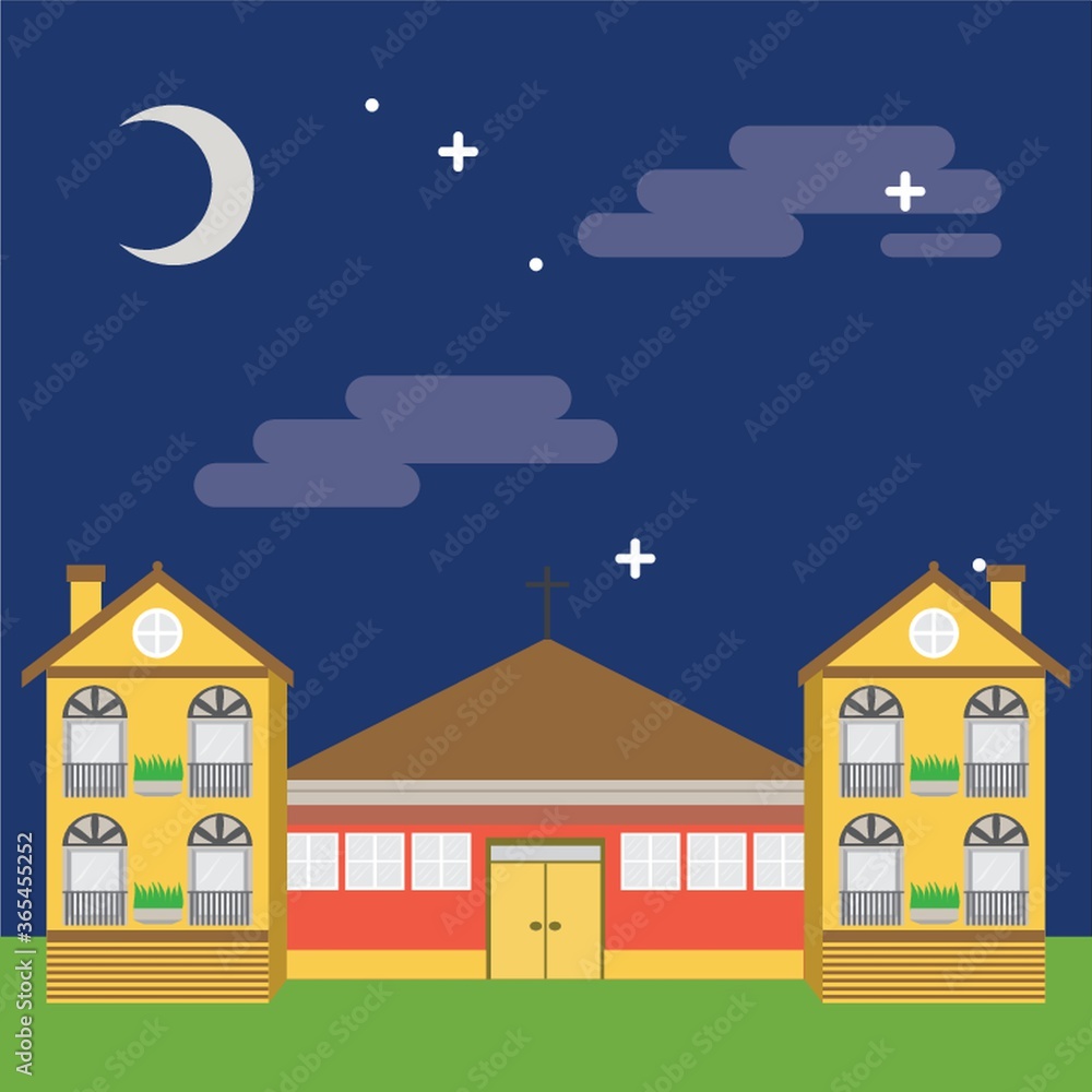 night view of church and buildings night view of church and buildings