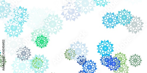 Light blue, green vector texture with bright snowflakes. © Guskova