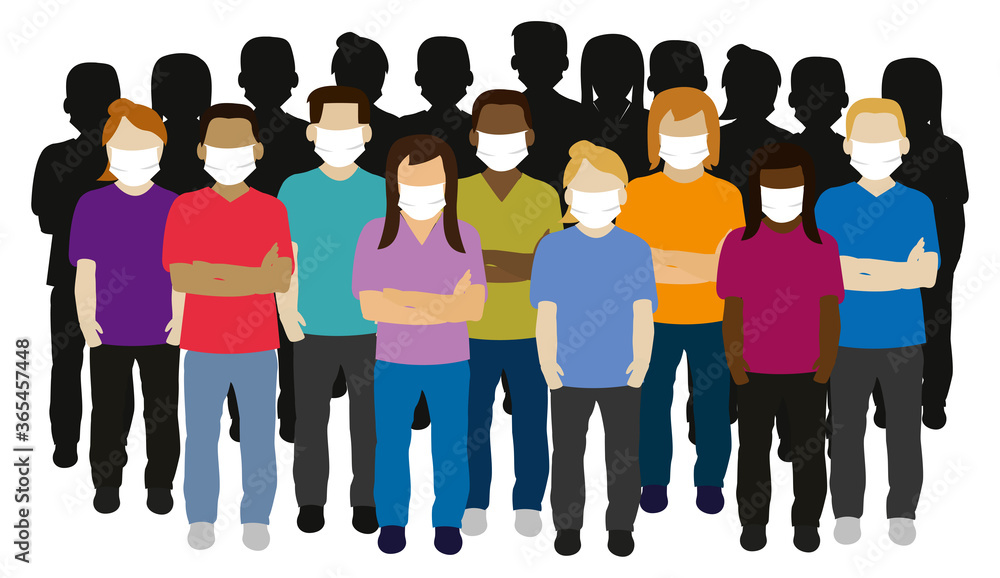 Fototapeta premium group of young adult wearing face mask