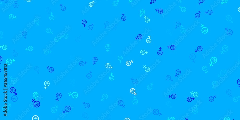 Light BLUE vector backdrop with woman's power symbols. Light BLUE vector backdrop with woman's power symbols.