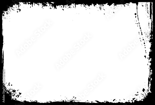 grungy frame, black, with strokes and splashes