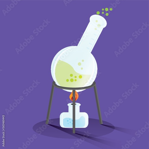 laboratory burner heating a chemical beaker