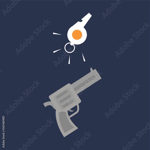 starting pistol and whistle