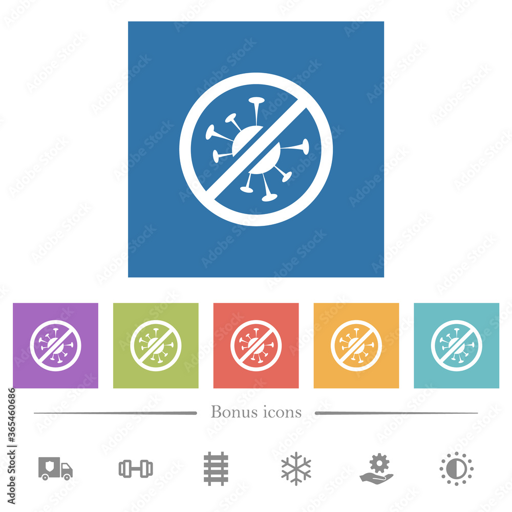 No covid flat white icons in square backgrounds No covid flat white icons in square backgrounds
