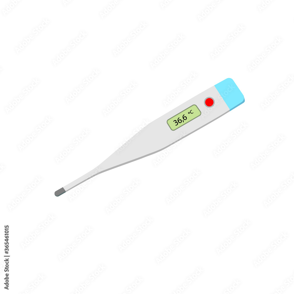 Electronic thermometer show temperature healthy human. Electronic thermometer show temperature healthy human.