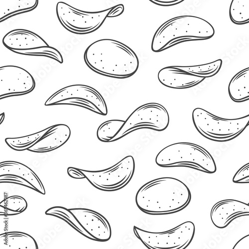 Potato chips seamless pattern