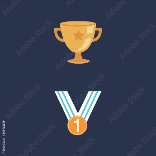 trophy and medal