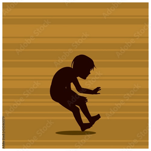 silhouette of boy bending