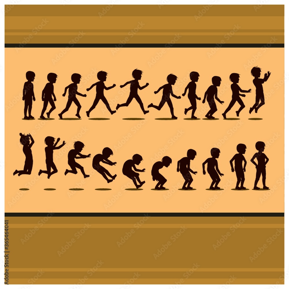 Obraz premium silhouette of boy running and jumping