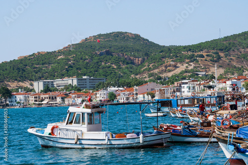 Beautiful landscape sea fishing boats in the seaside town