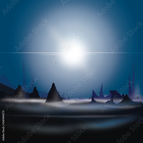 moon on mysterious landscape