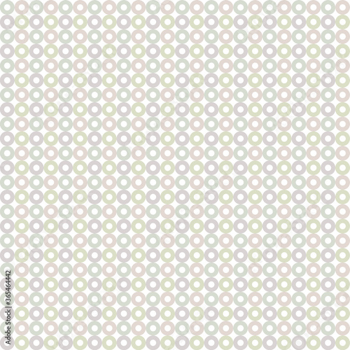 Vector Green Gray Mauve Pink Donut Circles on White Seamless Repeat Pattern. Background for textiles, cards, manufacturing, wallpapers, print, gift wrap and scrapbooking.