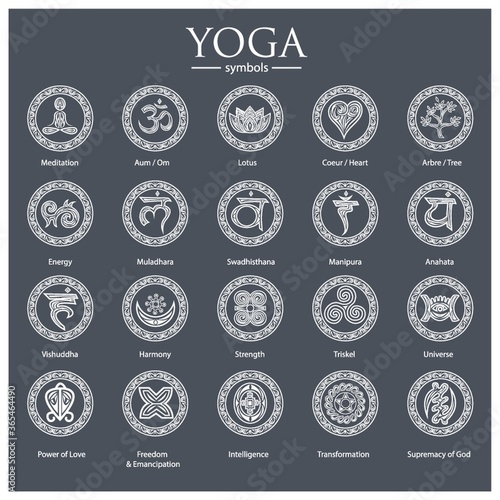 set of yoga symbols