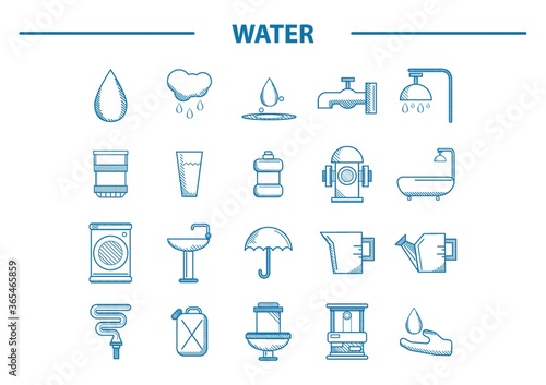 water related icons set