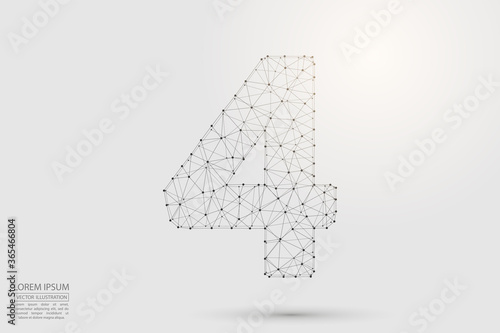 Abstract number four, figure 4, consisting of triangles, circles, spots of decay, stars. Vector eps 10.