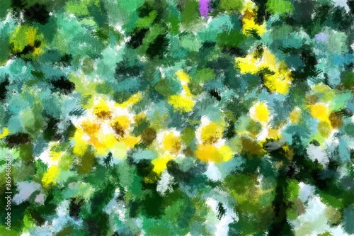 Paintings yellow flowers in the garden