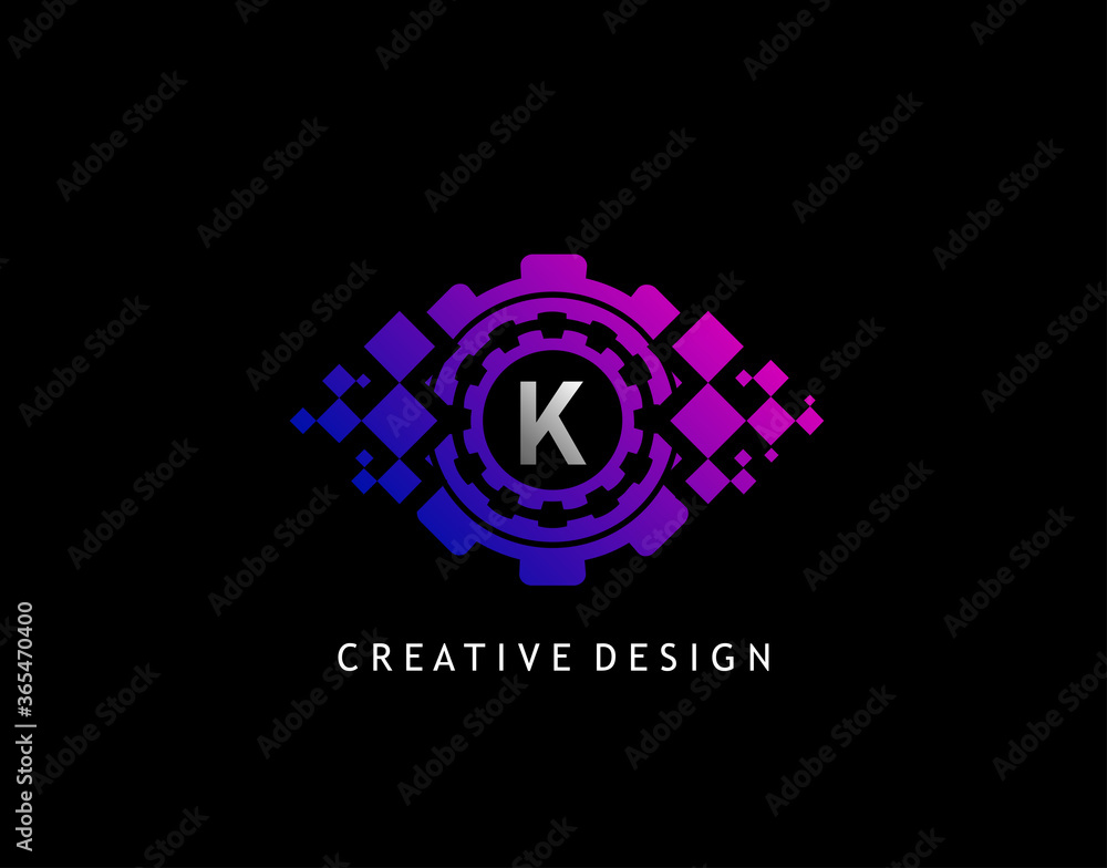 Digital Eye K Letter Data Logo, Modern Cyber Eye Initial K Icon design Digital Eye K Letter Data Logo, Modern Cyber Eye Initial K Icon design