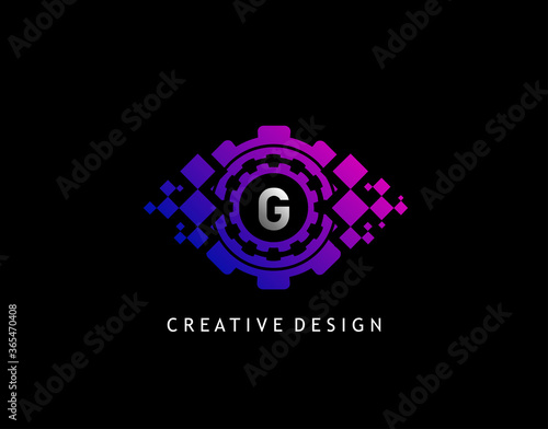Digital Eye G Letter Data Logo, Modern Cyber Eye Initial G Icon design