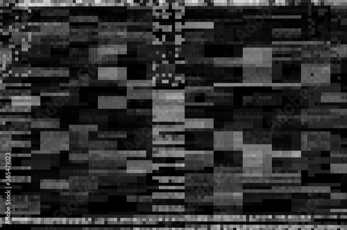 Pixel pattern of a digital glitch / Abstract black and white pixel pattern background of a digital glitch. © ub-foto