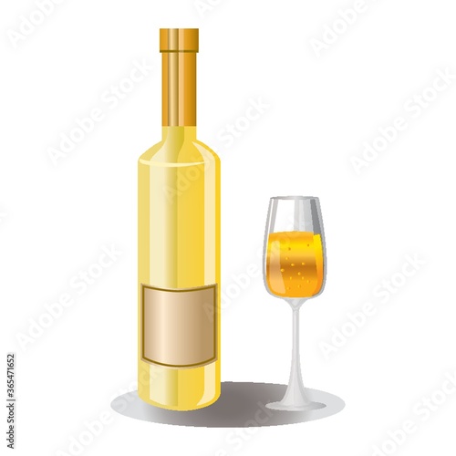 bottle of wine with glass