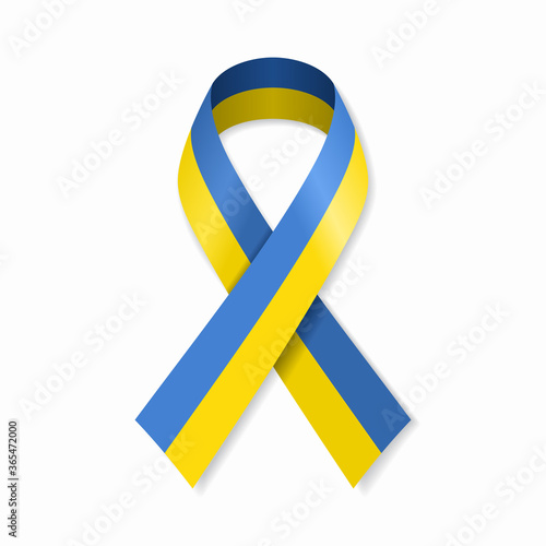 Ukrainian flag stripe ribbon on white background. Vector illustration.