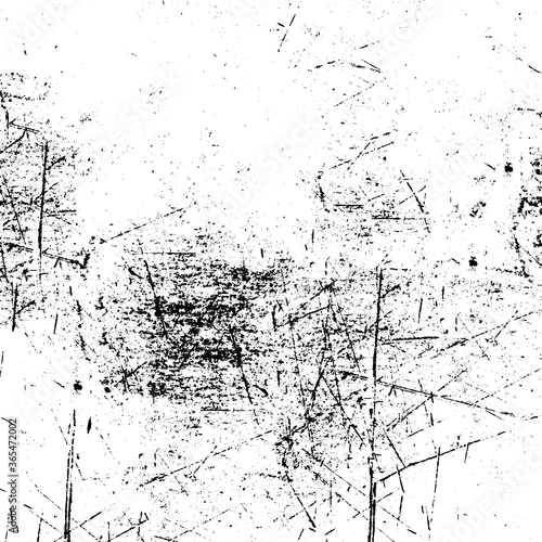Black and white grunge texture. Vector abstract monochrome background. Old worn surface covered with dirt, scratches, cracks